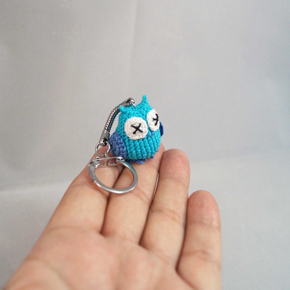 Micro Crocheted Owl Keychain bag Charm keyring Etsy Denmark