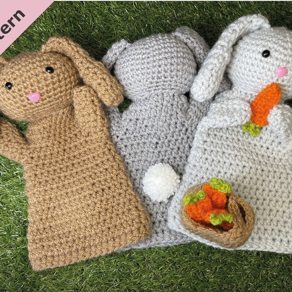 Crochet Pattern Bunny Rabbit animal Hand Puppet - PDF PATTERN