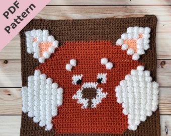 Modèle de crochet Red Panda - Meilin MeiMei tableau de point de croix au crochet pour C2C/SC/Bobble stitch - Modèle PDF