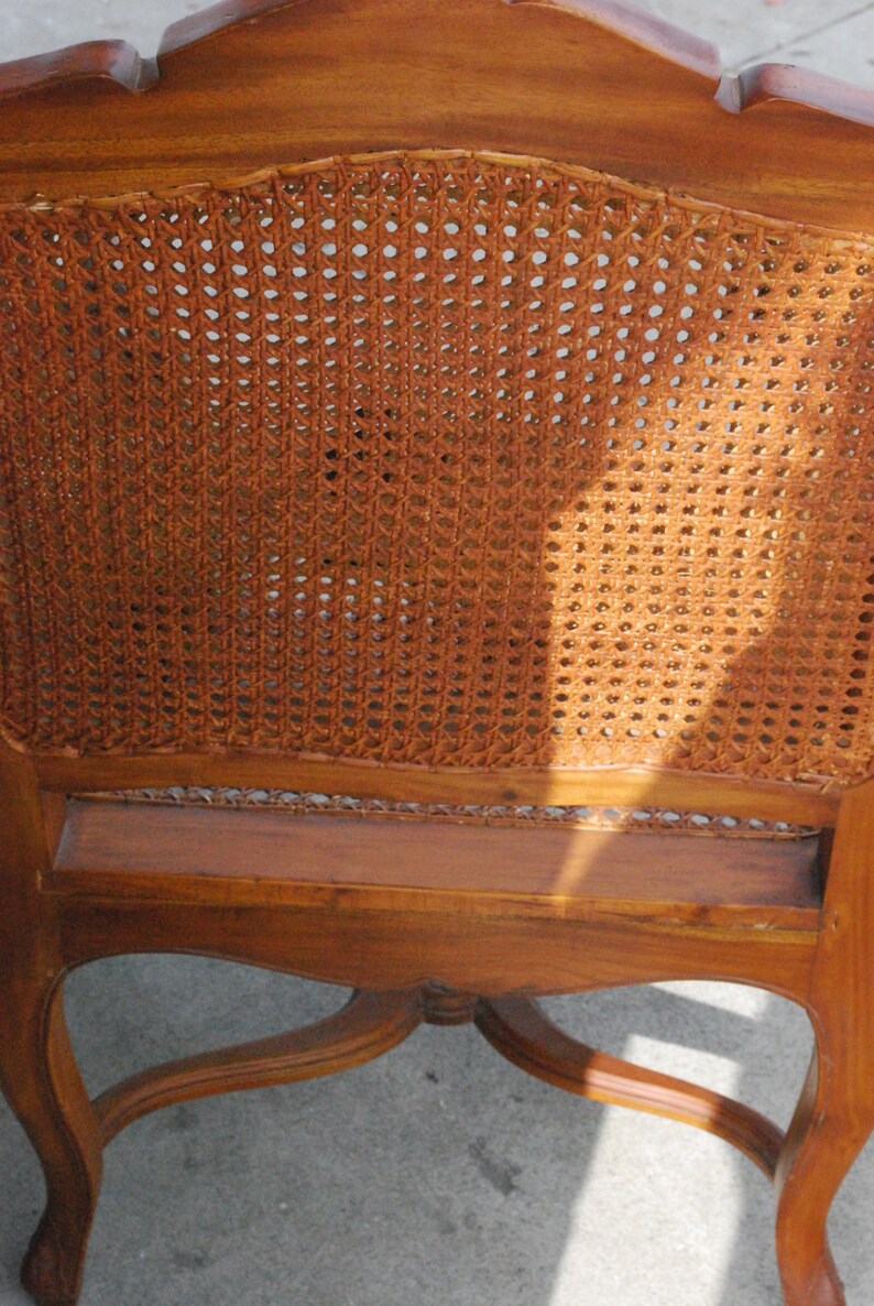 Vintage Wood and Wicker Chair with Flower Design Store Pick Etsy