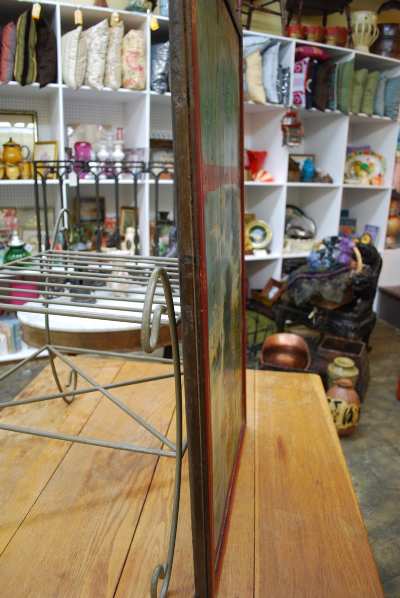 Painted Wood Panel Vintage Asian Art Scenic Panel Etsy