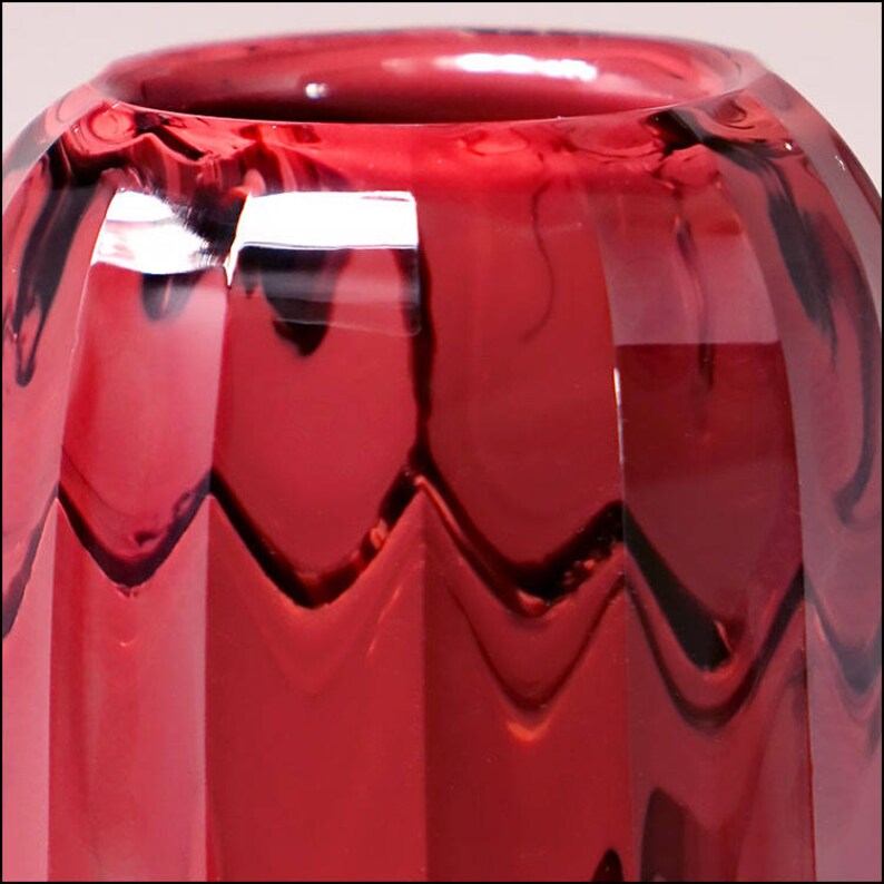 Art Reed Sweetwater Studio Art Glass Rare Oxblood Red Fluted Etsy