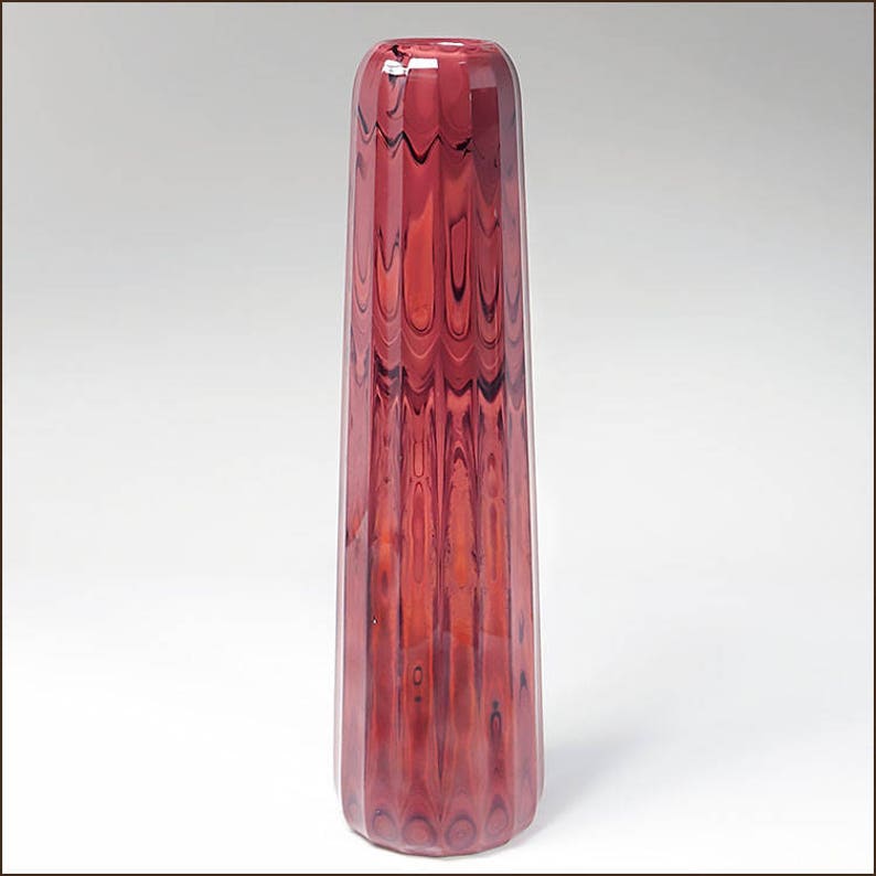 Art Reed Sweetwater Studio Art Glass Rare Oxblood Red Fluted Etsy