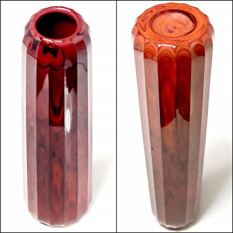 Art Reed Sweetwater Studio Art Glass Rare Oxblood Red Fluted Etsy