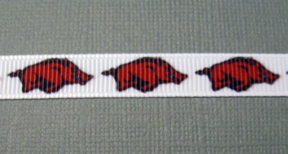 University of ARKANSAS RAZORBACKS 7//8/" Grosgrain Ribbon Various Yards FOOTBALL