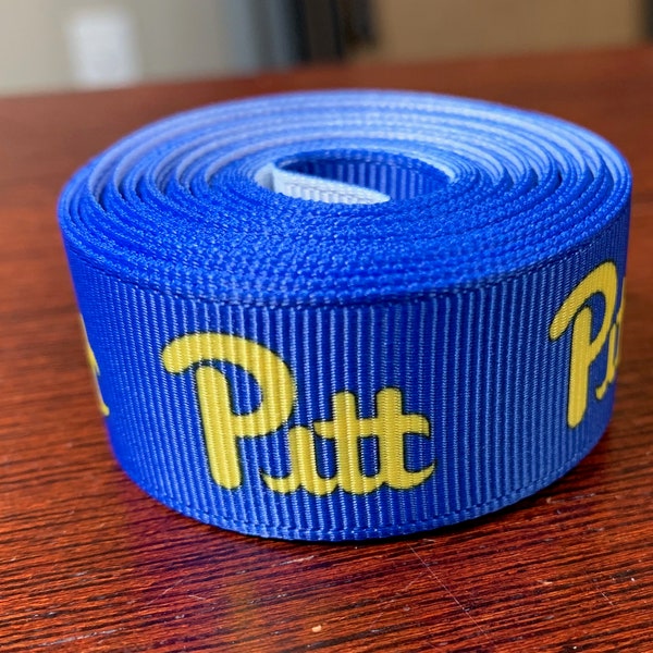 Pittsburgh Panthers 7/8"  'Pitt' Logo Ribbon - 5 Yards