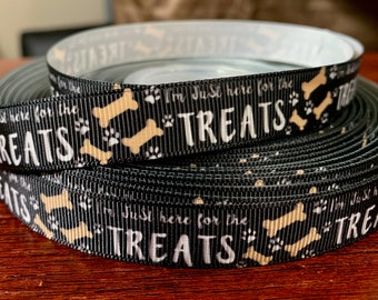 I'm Just Here for the Treats 5/8" on Black Grosgrain Ribbon - 3 Yards