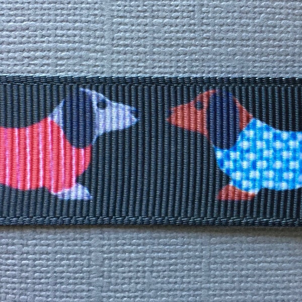 Dachshunds in Sweaters 7/8" Grosgrain Craft Ribbon - 3 Yards