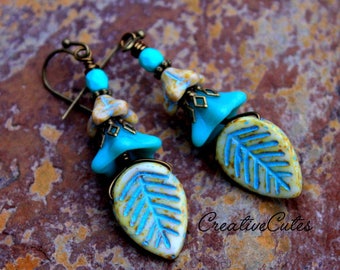 Boucles D'oreilles Vintage Perles De Verre – Monture Laiton Avec Pinces à Clip