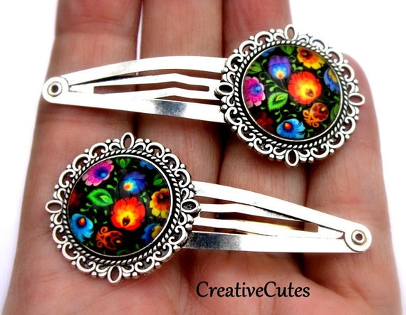 Two Floral Gemstone Hairclips Amazon.com : 6 Pack Rhinestone Double Flower Hair Clip for  main image 4