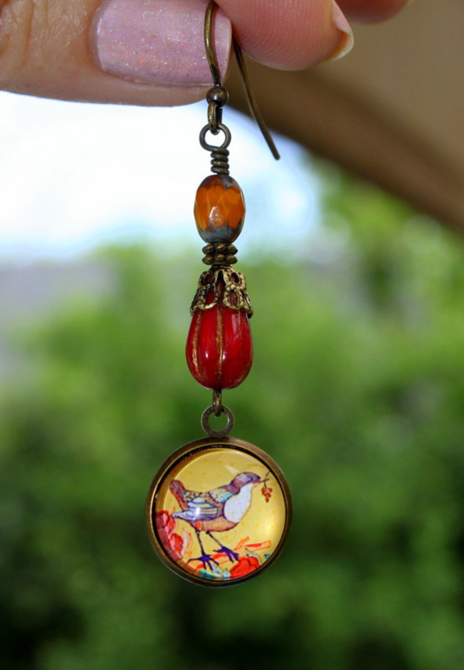 Erdige Boho Herbst Vogel Ohrringe Rustikale Bronze Vogel | Etsy