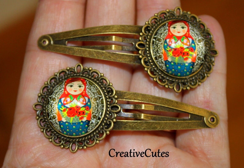 Barrette à Cheveux Russe Peinte Main En Bois - Grande Taille Multicolore - Neuf Sous Emballage