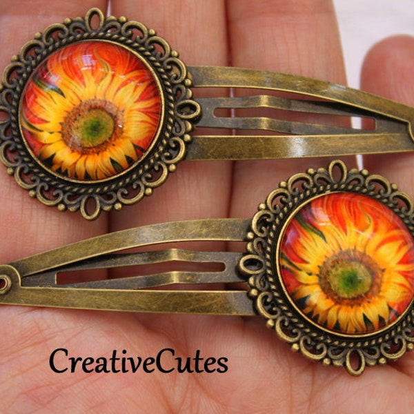 Sunflower Hair Clips Etsy