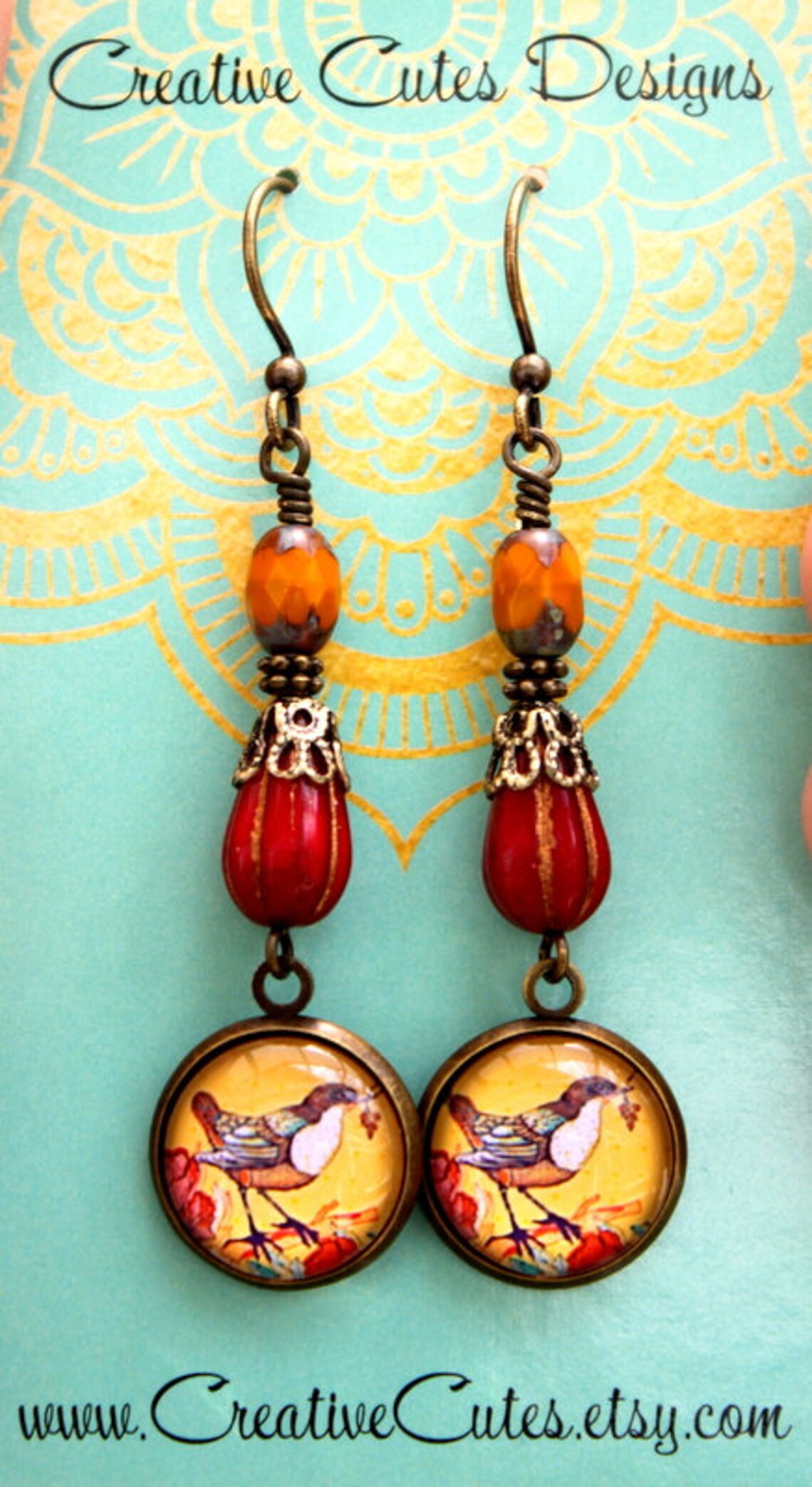 Erdige Boho Herbst Vogel Ohrringe Rustikale Bronze Vogel | Etsy