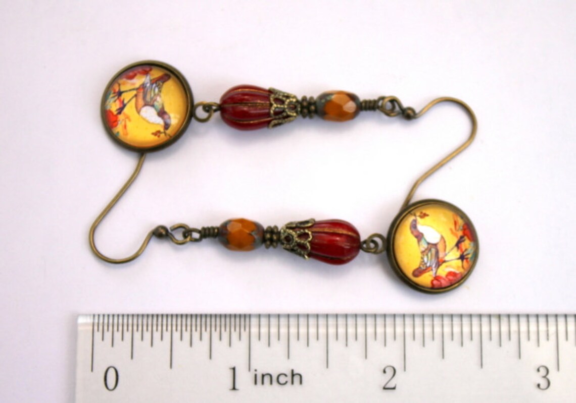 Erdige Boho Herbst Vogel Ohrringe Rustikale Bronze Vogel | Etsy