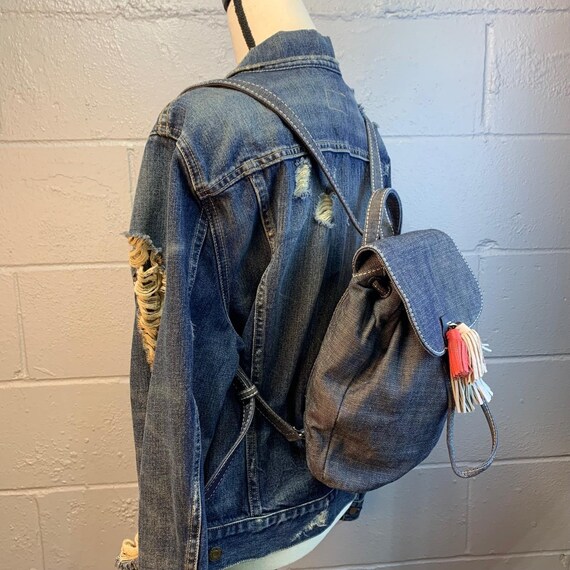 Rebecca Minkoff Sofia Drawstring Backpack Denim M… - image 10