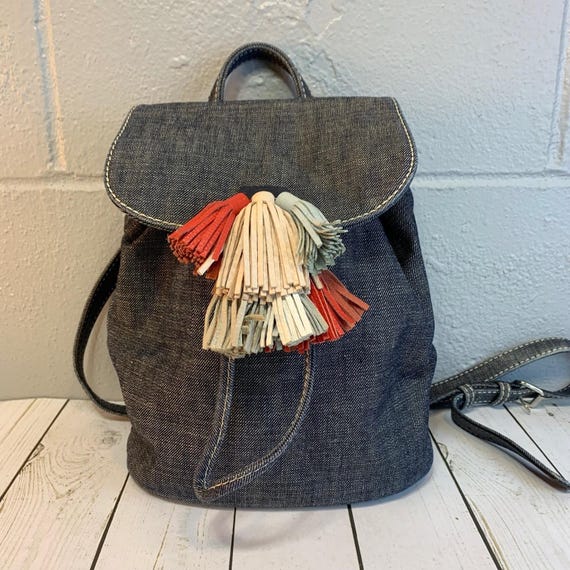 Rebecca Minkoff Sofia Drawstring Backpack Denim M… - image 1