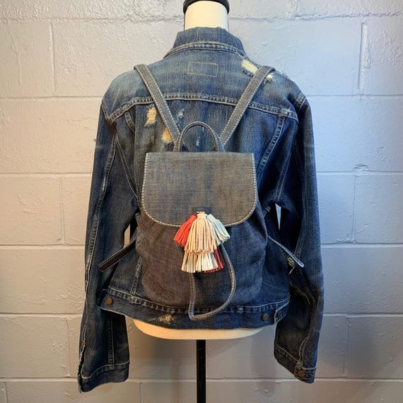 Rebecca Minkoff Sofia Drawstring Backpack Denim M… - image 2