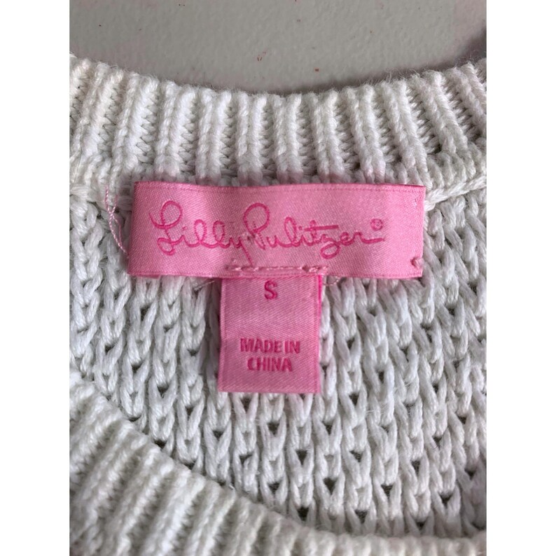 Top sin mangas de punto de algodón blanco con cuello halter y textura, talla pequeña, de Lilly Pulitzer. imagen 5