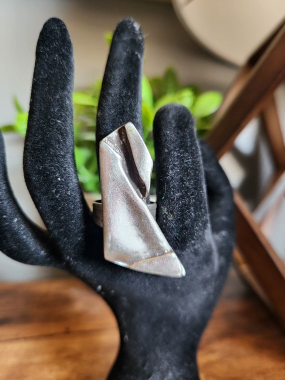 Unique Silver Ring, Brutalist Wrinkled Ring, Sterl