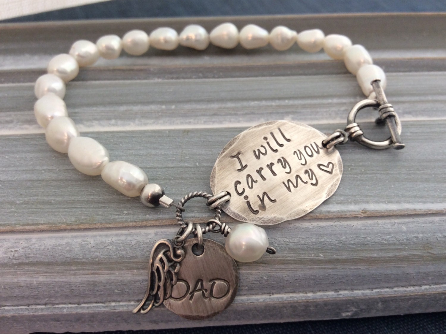 Personalized silver bracelet Memorial jewelry Custom