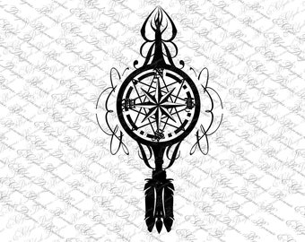 Compass rose dreamcatcher instant digital download SVG PNG JPEG Dxf cutting files