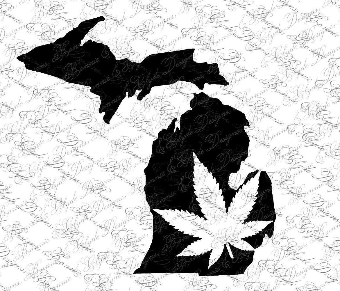 Michigan With Pot Leaf Silhouette Vinyl Sticker Car Decal - Etsy