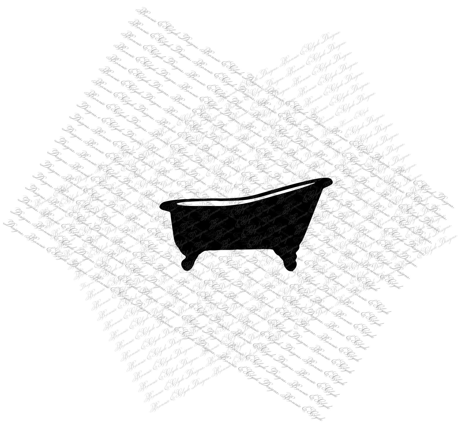 Bath Tub Stencil Clip Art Instant Digital Download SVG PNG DXF Jpeg