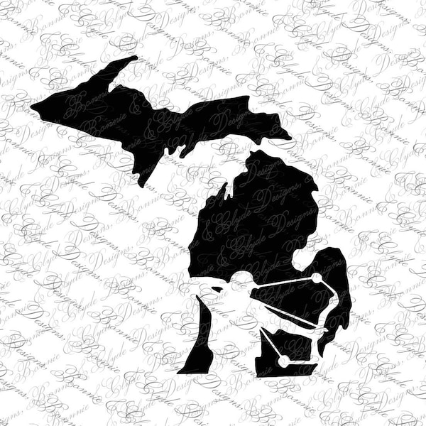 Michigan with bow hunter silhouette instant digital download cutting files svg png dxf jpeg files