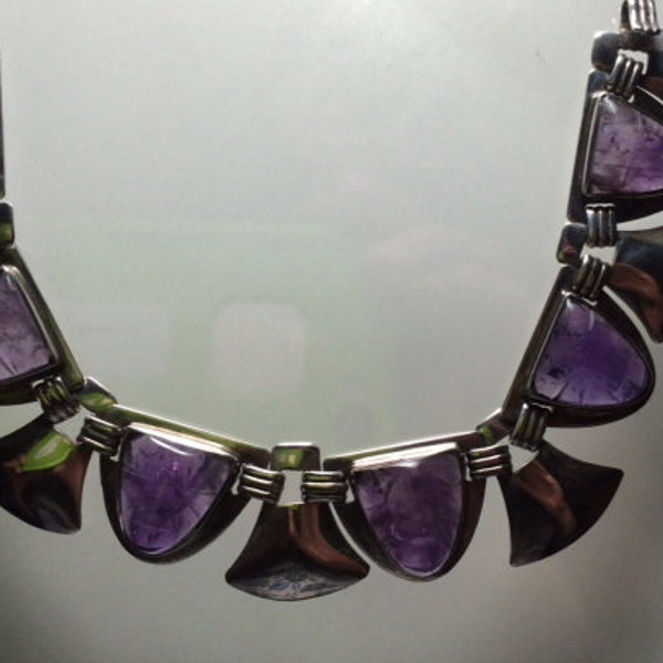 BRILLIANT bracelet !! Super rare Abraham Paz Amethyst Mask and Shield bracelet Fred Davis ICONIC