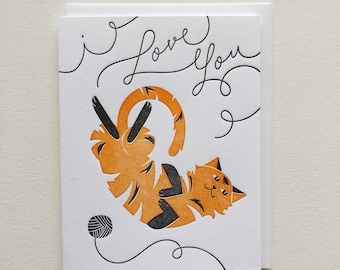 Love Cats - Single Letterpress Card