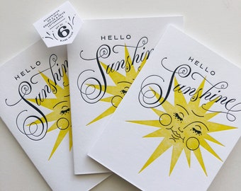 Hello Sunshine : Boxed Set of Six Letterpress Cards