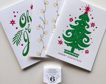 Classic Christmas Variety Card Pack : Boxed Set of Six Letterpress Cards