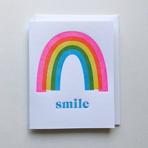 Smile Rainbow  - Single Letterpress Card