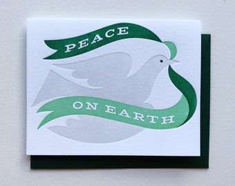 Peace Bird Letterpress Single Holiday Card