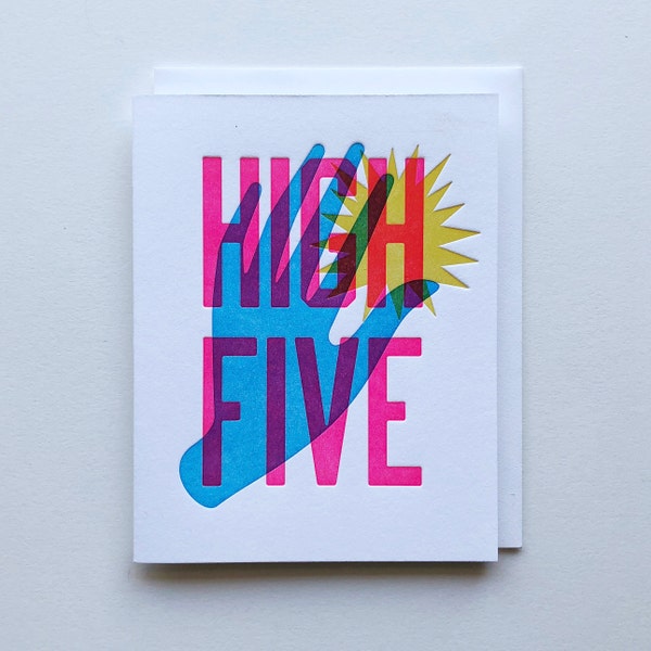 High Five Single Letterpress Card