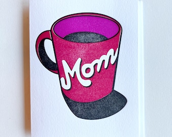 Mom Mug Letterpress Mother's Day Card : Single Card
