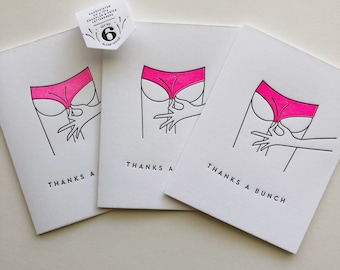Thanks A Bunch Undies : Funny Letterpress Thank You Boxed Set of Six