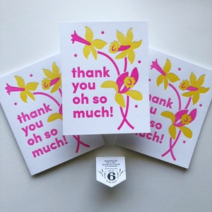 Floral Thank You Letterpress Notes - Boxed Set of Six