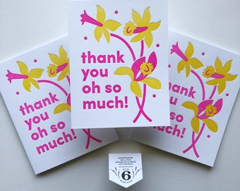 Floral Thank You Letterpress Notes - Boxed Set of Six