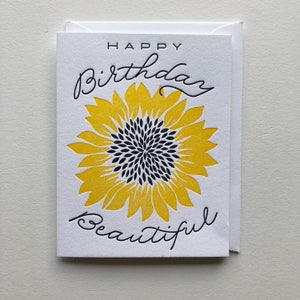 Sunflower Birthday  - Single Letterpress Card