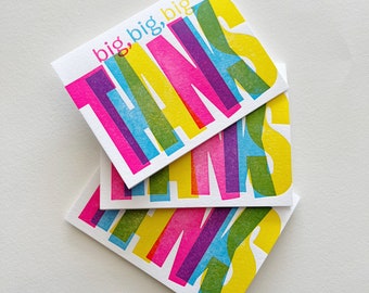 Big Big Thanks Colorful Letterpress Card : Boxed Set of Six