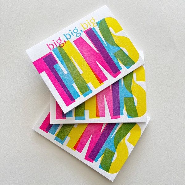 Big Big Thanks Colorful Letterpress Card : Boxed Set of Six