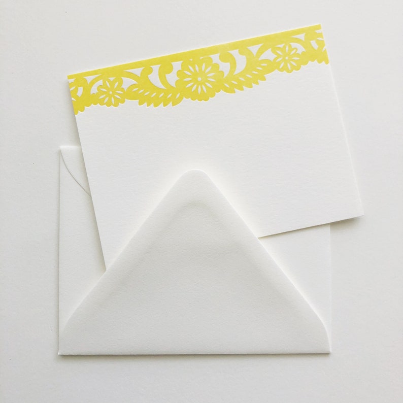 Letterpress Floral Folk Flat Note Cards Boxed Set of Ten Etsy