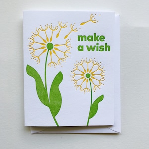 Make a wish Dandelion: Single Letterpress Card