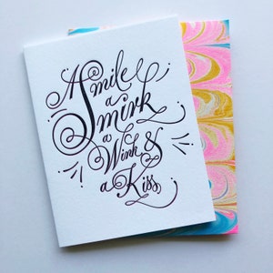 Marbleized Envelope + Smile & Smirk  - Single Letterpress Card
