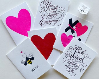 Classic Valentine Variety Pack : Boxed Set of 6 Letterpress Cards