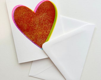 Over Printed Heart : Letterpress Single Card