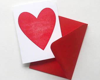 Bright Red Heart : Letterpress Single Card
