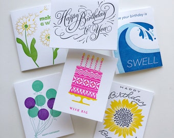 Birthday Variety Pack : Letterpress Collection of Birthday Cards Boxed Set of Six